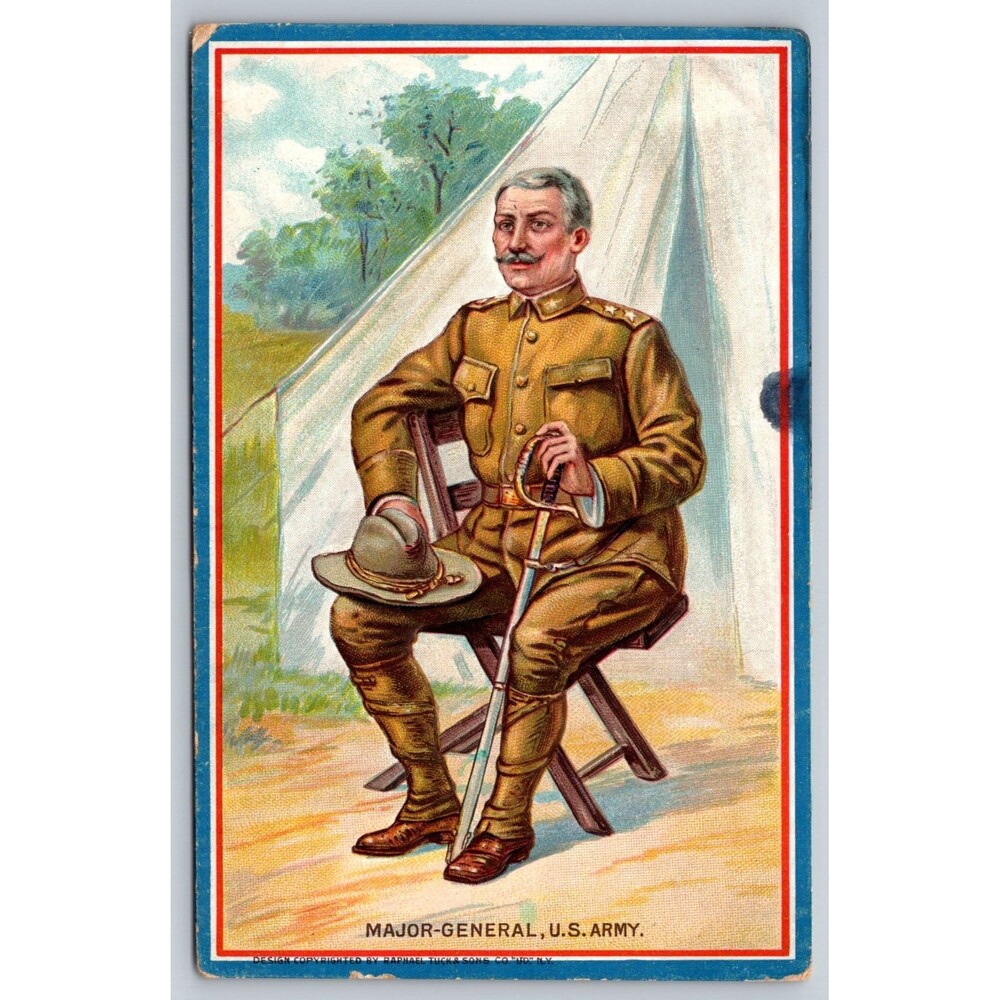 Antique Raphael Tuck Postcard US Army Major-General Educational series Embossed